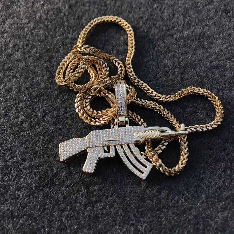 "Gold AK Drip โ Hip-Hop Rifle Pendant Chain"