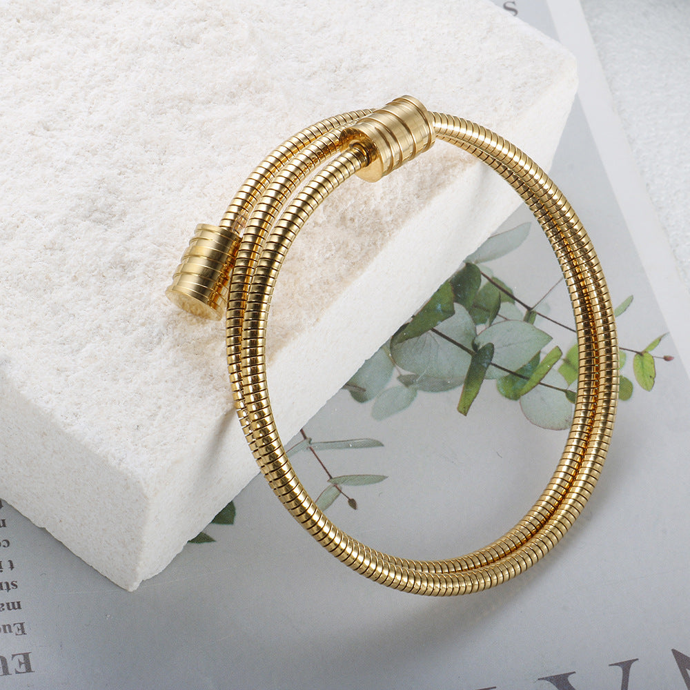 "Orbit Bound β Minimalist Steel Cuff Bracelet"