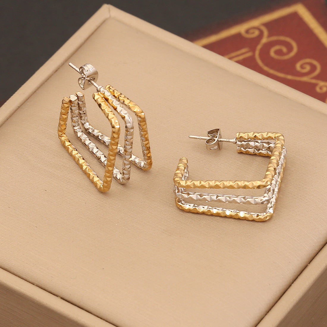 "Quad Luxe – Geometric Hoop Earrings"