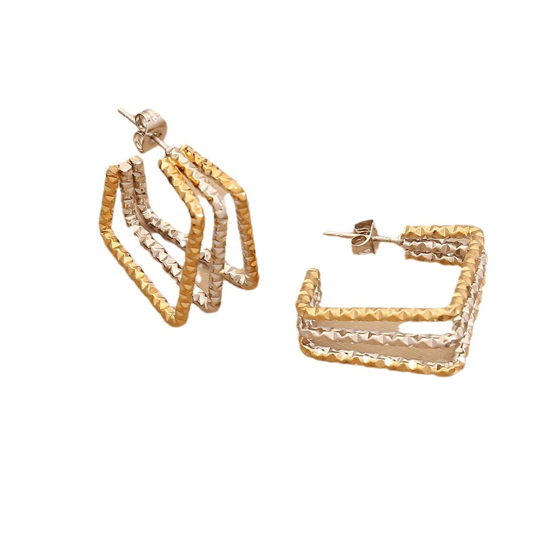 "Quad Luxe – Geometric Hoop Earrings"
