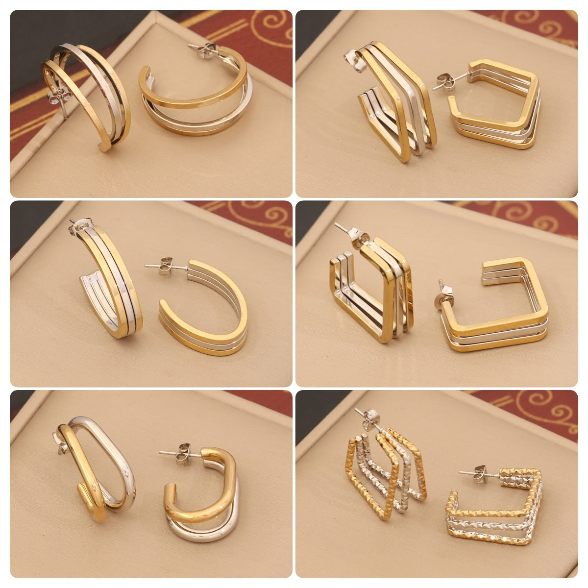 "Quad Luxe – Geometric Hoop Earrings"