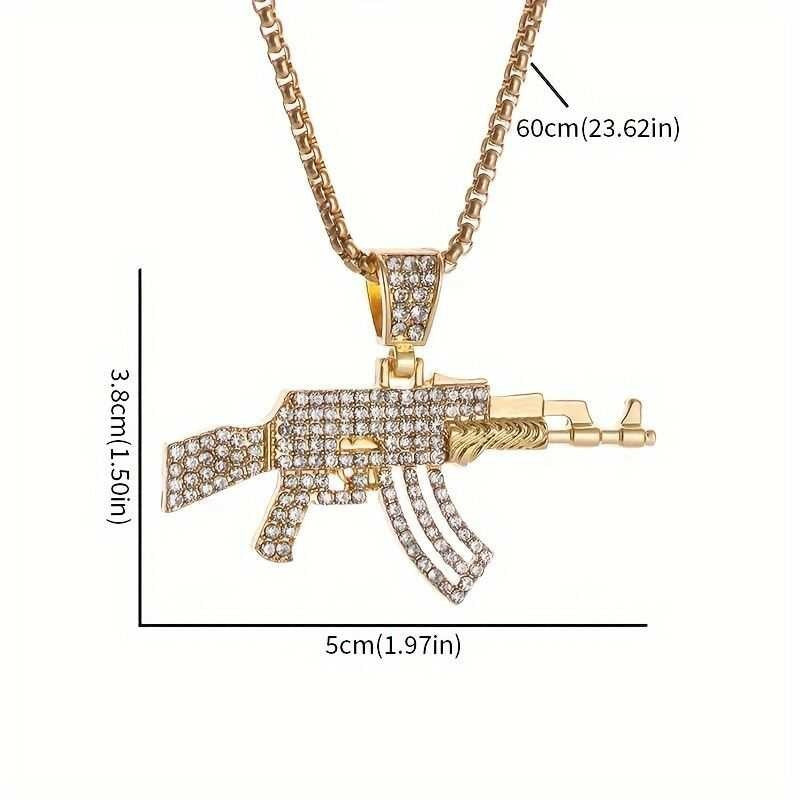 "Gold AK Drip – Hip-Hop Rifle Pendant Chain"