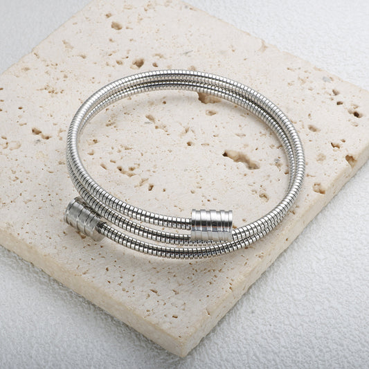 "Orbit Bound – Minimalist Steel Cuff Bracelet"
