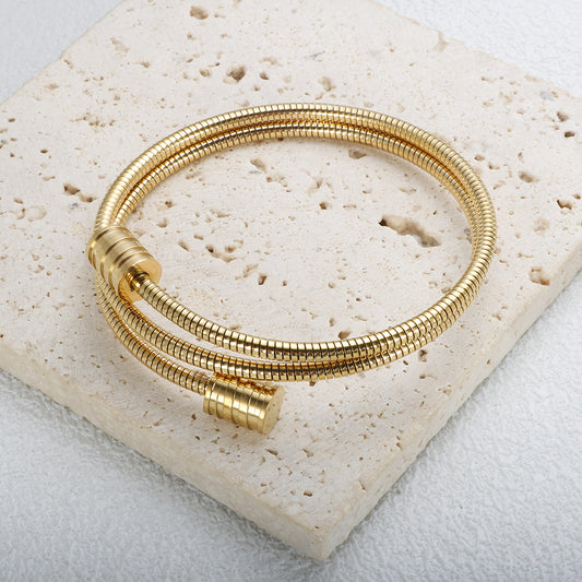 "Orbit Bound – Minimalist Steel Cuff Bracelet"