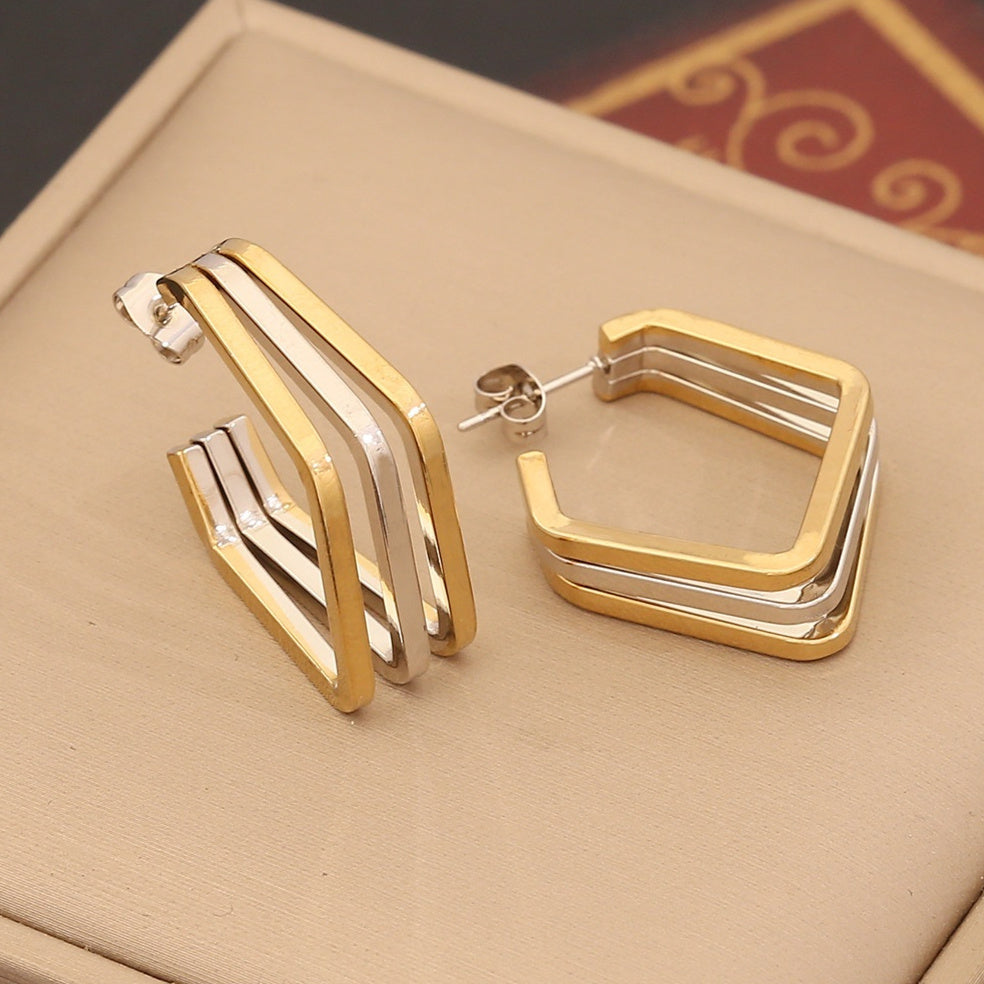 "Quad Luxe – Geometric Hoop Earrings"