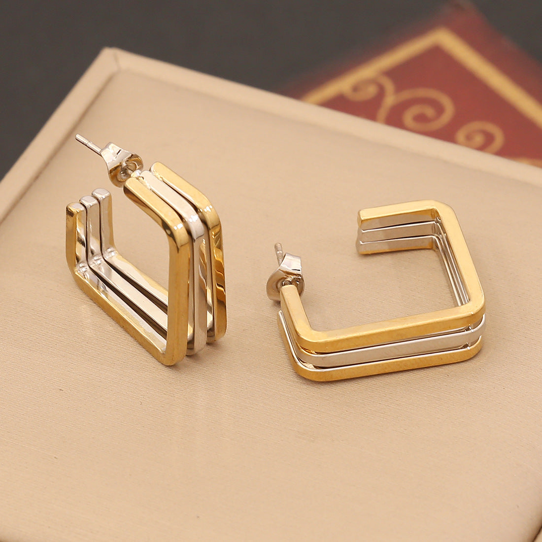 "Quad Luxe – Geometric Hoop Earrings"